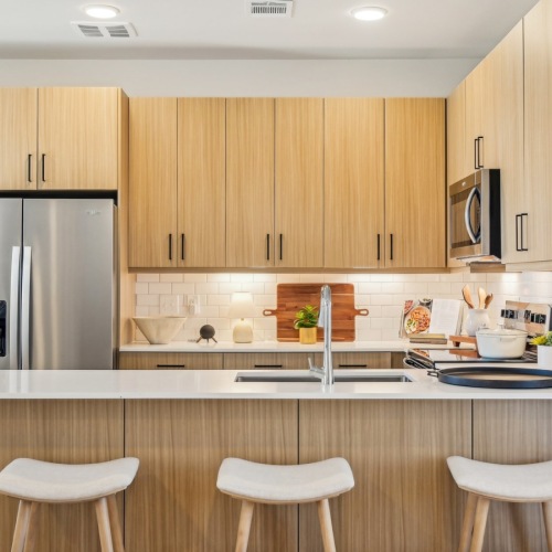 Well-lit kitchen with ample counter space