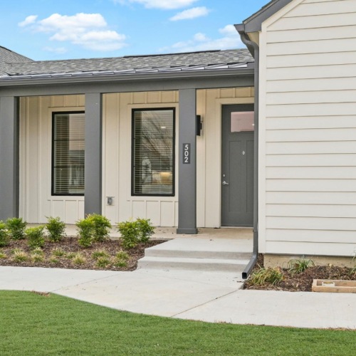 a building exterior and landscaping