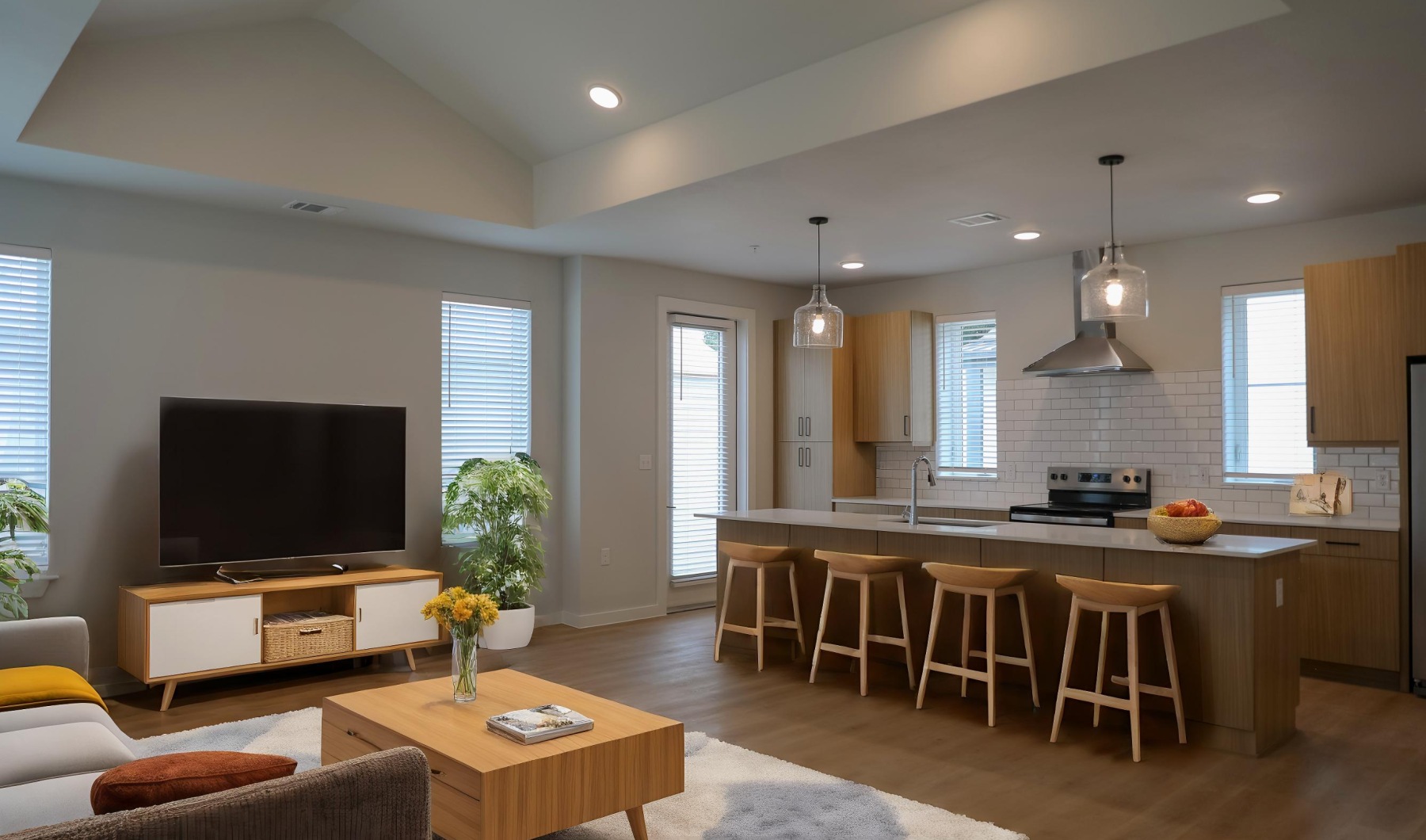 Living/kitchen area with modern design